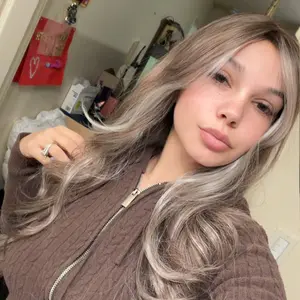 SMILCO/24Inch Highlight Brown Gray Synthetic Wig With Curtain Bangs/Long Bodywave  Hair/SM382