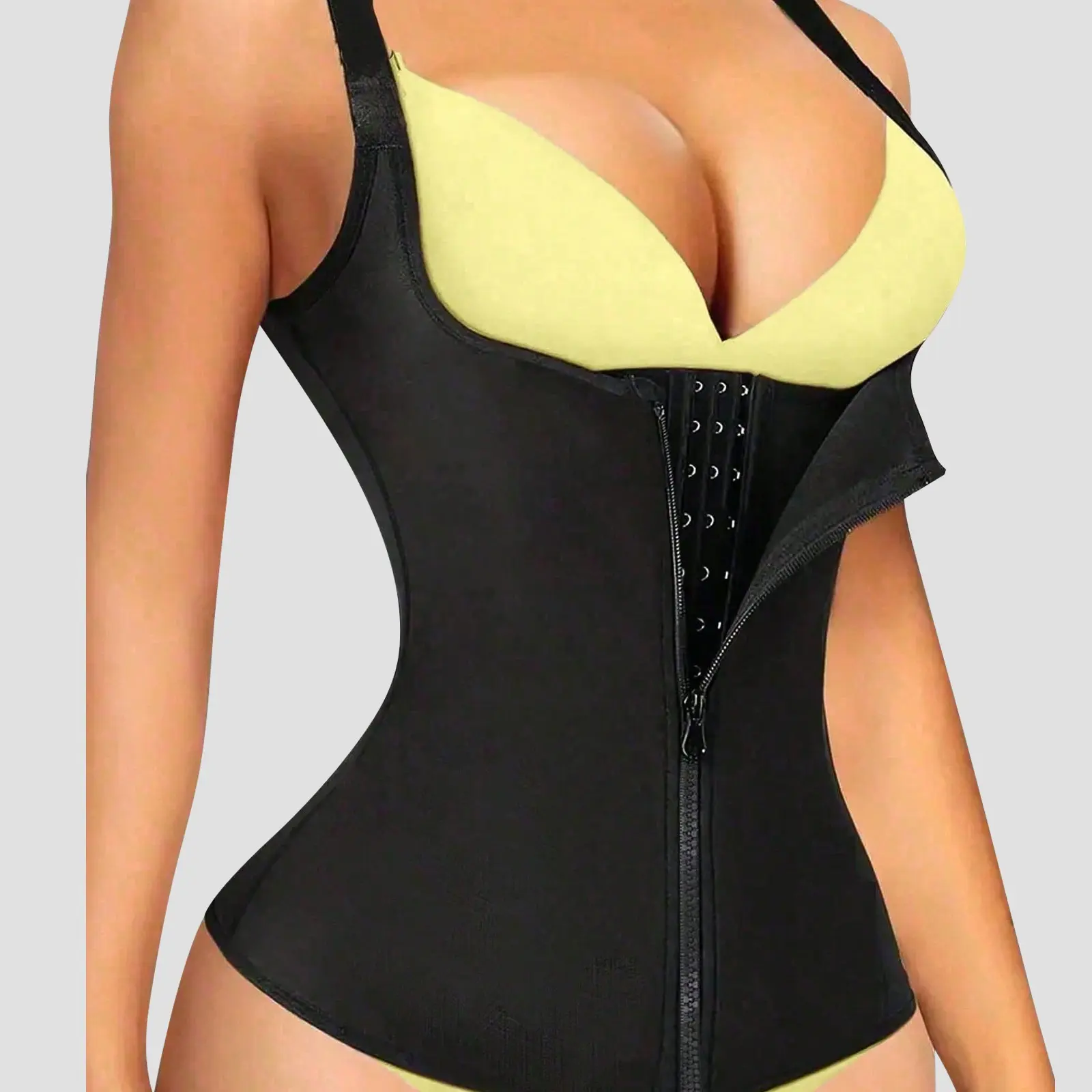 Women's Sports Waist Trainer with Zipper, Adjustable Shoulder Straps, Body Shaper Tank Top, Abdominal Control Belt, Yoga Running Girdle, Waist Training, Shapewear, Basic, Fit Shaper Corset, Body Corset