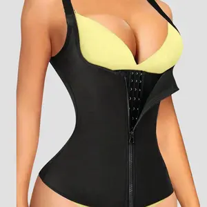 Women's Sports Waist Trainer with Zipper, Adjustable Shoulder Straps, Body Shaper Tank Top, Abdominal Control Belt, Yoga Running Girdle, Waist Training, Shapewear, Basic