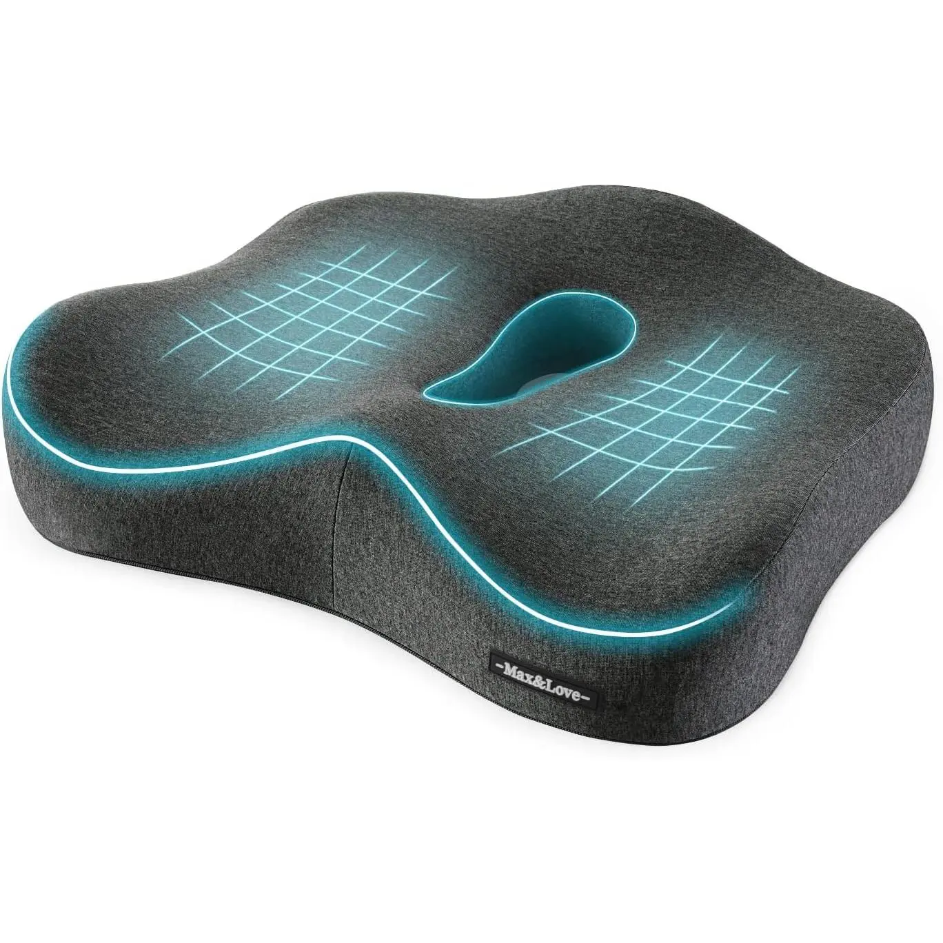 Memory Foam Seat Cushion for Office & Car – Ergonomic Coccyx Pillow for Tailbone, Sciatica, Back & Hip Pain Relief, Degenerative Disc Support, Orthopedic Cushion for Low Back, Prostate & Posture, Dark Gray