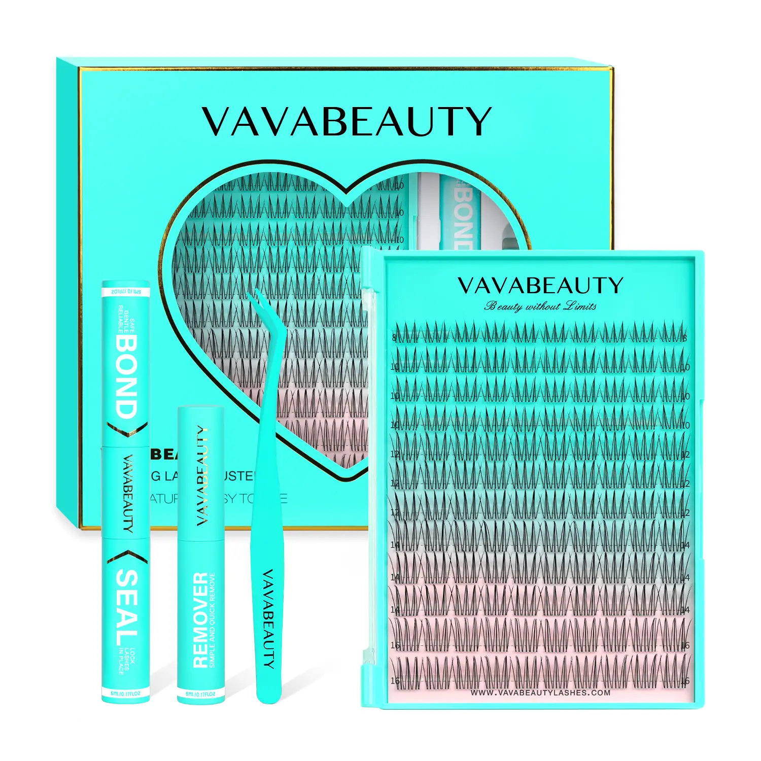 VAVA BEAUTY Mascarer Babydoll DIY Lash Clusters Wide Thin Lash Band Magic Individual DIY Cluster Lashes Kit for Girls, Waterproof Lash Bond for Beginner Friendly Makeup Eyelashes Extensions