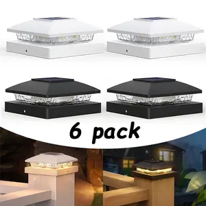 SJPACK 6 PACK Solar Post Cap Light For 4x4 Outdoor Waterproof LED Deck Fence Light SJPACK 6 PACK Solar Post Cap Light For 4x4 Outdoor Waterproof LED Deck Fence Light