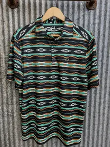 Cinch Southwestern Print Polo Men's Short Sleeve Performance Polo Shirt Menswear Top Casual Fabric