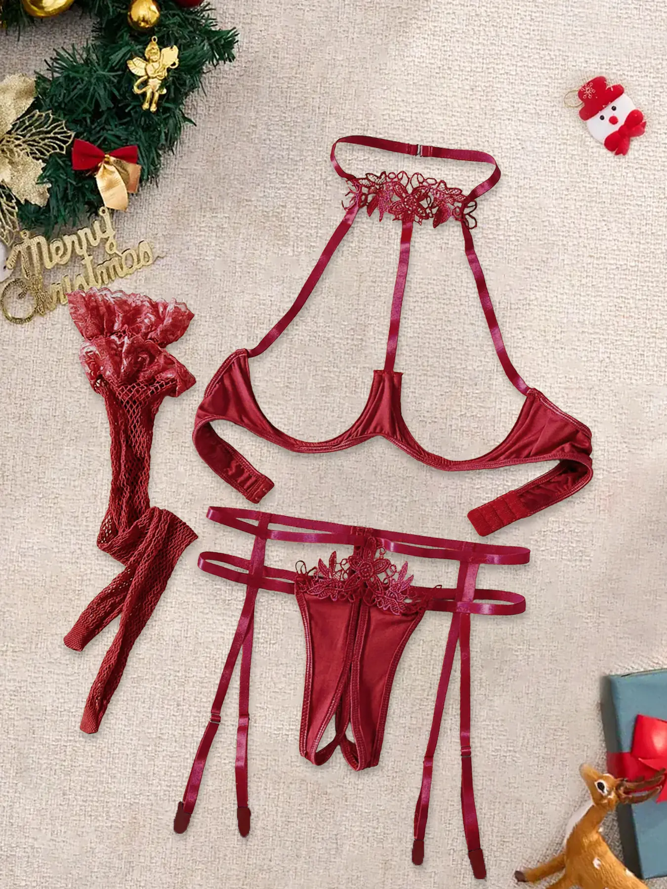 Underwear (with steel rims, thongs, a pair of mesh socks) sexy no take off underwear hot and spicy temptation romantic no take off convenient set fishnet gift T-Back teddy lovesexy avid garterbelt crotchless  Halloween