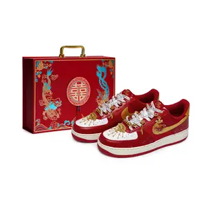 Nike Air Force 1 Custom Wedding Sneakers with 24k Gold Plating for Men and Women Trending Shoes, House White Official Shoes to Get / Maison Mihara