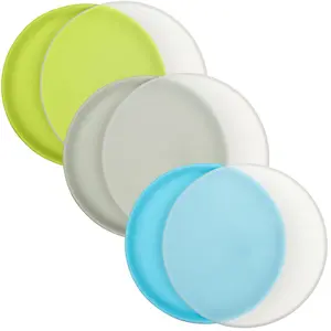 WeeSprout Baby & Toddler Non-Suction Plates with Lids, 100% Food Grade Silicone Plates, 3 Pack