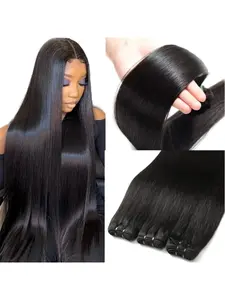 Straight Bundles Human Hair 12-30 Inch Unprocessed Brazilian Remy Virgin Straight Quick Weave 1-4 Bundles Human Hair Extensions Natural Black