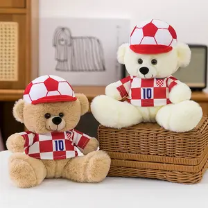 Football Style Teddy Bear Plushie, 8.6 Inch Soft Cuddly Pillow, Perfect Gift for Birthday, Christmas, Valentine's Day, Cute Home Decor