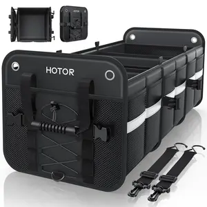 3 Compartment Car Trunk Organizer, Foldable Storage Bag for SUV, Outdoor Style Medium Organizer, Black