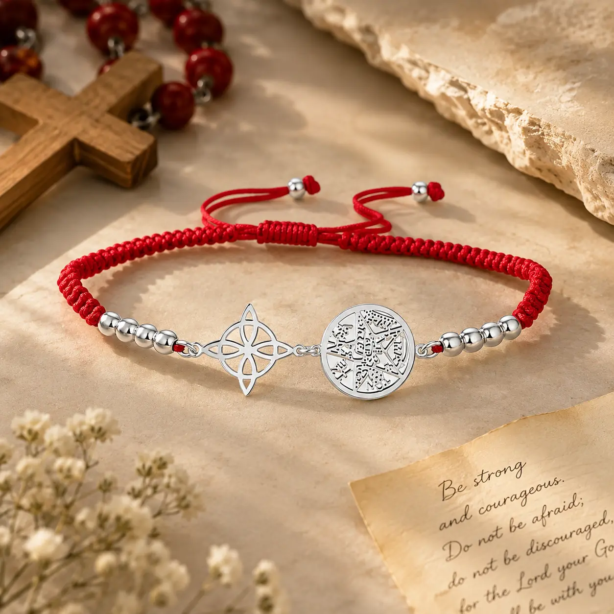 Red String Adjustable Bracelet, Witch Knot & Seven Archangels Protection Charm Bracelet, Spiritual Amulet Braided Rope Bracelet, Lucky Talisman Jewelry, Ideal Gift for Women Men