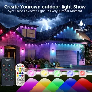 300ft Smart RGB Eaves LED Light Strip | Permanent Outdoor Lighting | APP & Bluetooth Control | Whole Home Scene Lighting for Parties, Weddings, and Christmas Celebrations