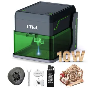 UTKA 10W Mini Laser Engraving Machine, 8000mm/min High-Speed Laser Engraver,Laser Cutter for Wood,Paper,Plastic,Leather,Food,Painted Metal, Portable Laser Engraver with 3.93*3.93 inch Engraving Area