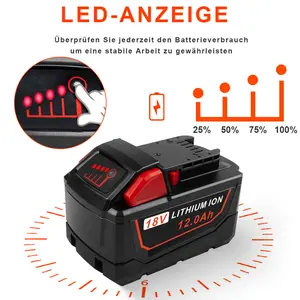 New 12Ah Compatible 18v Battery for Milwaukee M18 Li-ion Extended Battery 48-11-18