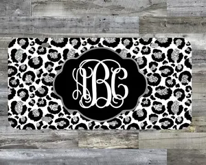 Cheetah Glitter Effect License Plate | Personalized Monogram Car Tag