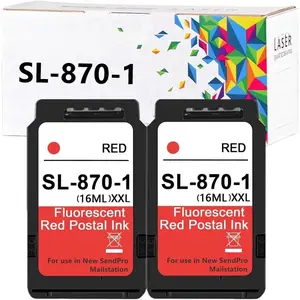 2 Pack SL-870-1 XXL Fluorescent Red Ink  Replacement for Pitney Bowes SL870-1 Red Ink Cartridges for use in  SendPro Mailstation Postage Meter (16ML * 2 Pack)
