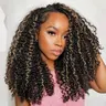 OQ HAIR Burmese Curly Half Wig Human Hair P1B/30 3 In 1 Half Wigs for Women Seamless Flip Over Glueless Wigs Human Hair with Drawstring Beginner Friendly Daily Wear #TikTokShopFallDealsForYou