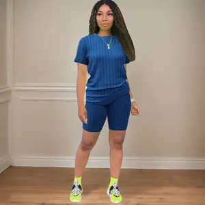 USBOUTIQUE CHIC Women‘s 2026 Spring Two Piece Set Short Sleeve Top & Elastic Waist Shorts Casual Lounge Matching Outfit