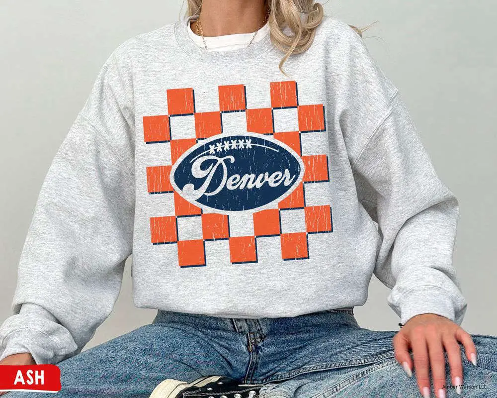 Retro Denver Football Crewneck Sweatshirt / T-Shirt, Vintage Style Broncos Sweatshirt, Denver Game Day Shirt, Broncos Gifts, Sunday Football