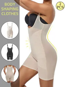 Women's Seamless Body Shaping Jumpsuit Set, Adjustable Straps, Plain Design, All-Season Wear, Casual Style, Postpartum Slimming Innerwear, High Waisted Shapewear
