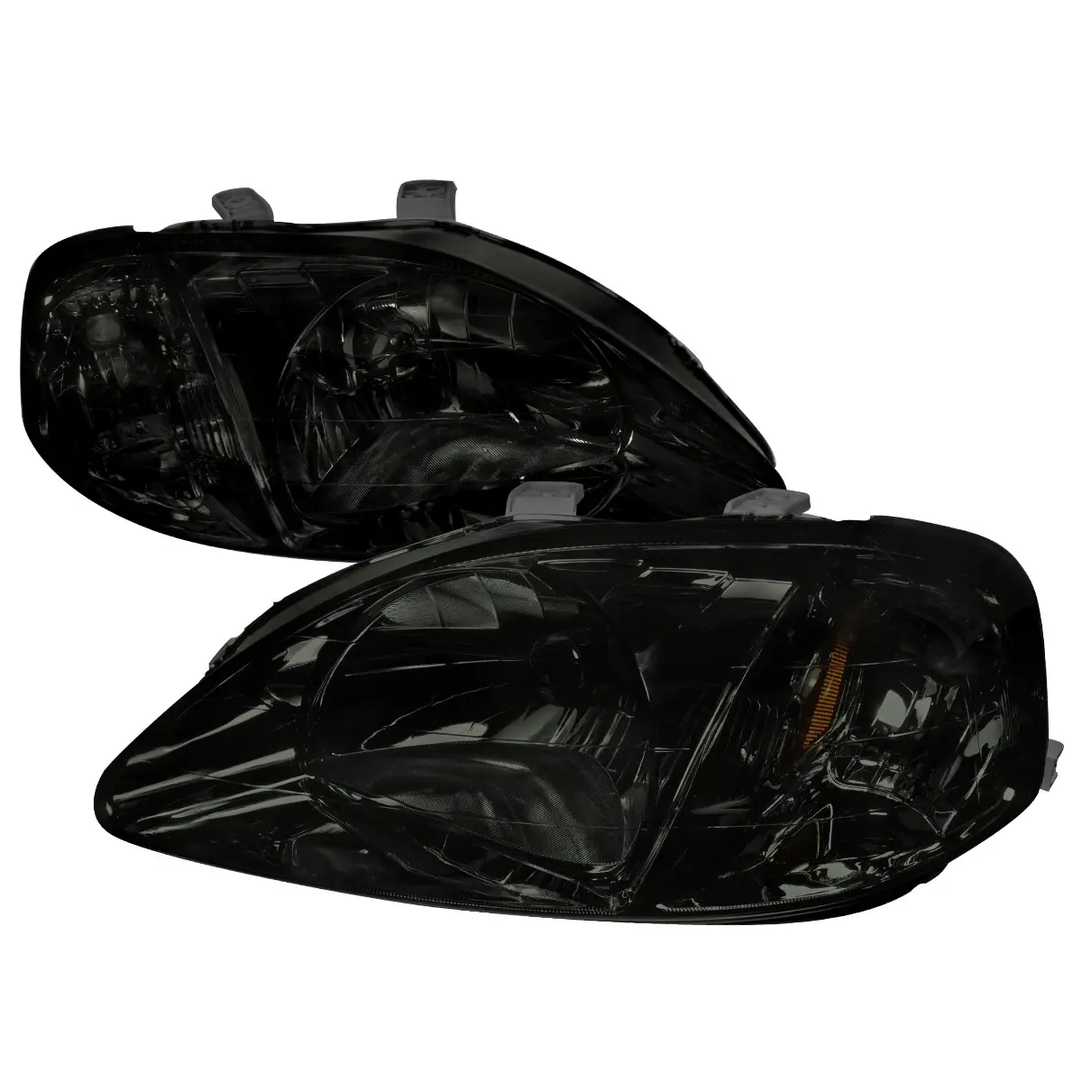 1999-2000 Honda Civic Factory Style Crystal Headlights (Chrome Housing/Smoked Lens)