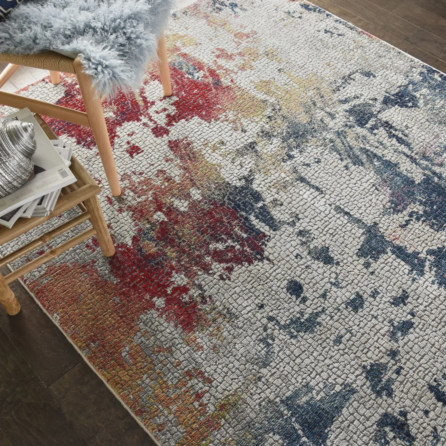 Nourison Global Vintage 4' x 6' Multicolor Stylized Area Rug, Abstract Artistic Brushstroke Design, Stylized Area Rugs