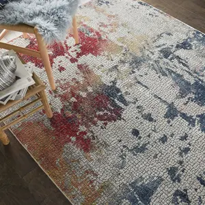 Nourison Global Vintage 4' x 6' Multicolor Stylized Area Rug, Abstract Artistic Brushstroke Design, Stylized Area Rugs