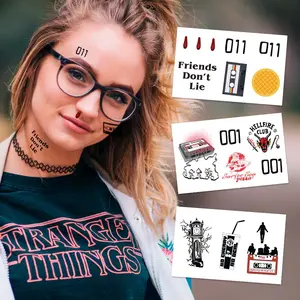 FashionTats Eleven Temporary Tattoos 3-Pack 16 Tattoos Skin Safe Removable Made in USA Stranger Things Cosplay Halloween Kit Sheet