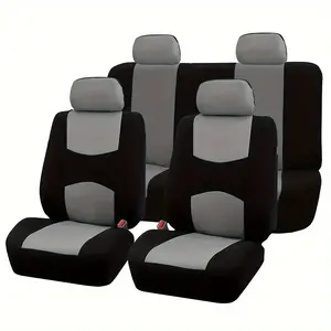 Car Seat Covers Full Set – Universal for 5 Seats, Front and Rear Split Bench Cover Set for Cars, Accessories Auto Trucks Van SUV  Easy to Install, Car Seat Protector Universal Fit Most Cars,Gray, Black, Blue