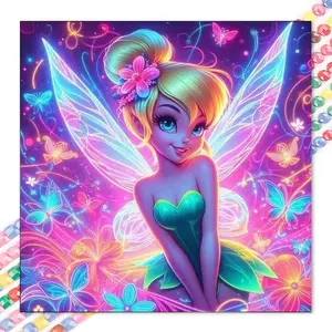 1 set of DIY diamond painting kit, 5D diamond art set, DIY decoration of fairy wings, flowers, butterflies. Mosaic, diamond art, DIY home decor, suitable for Christmas.