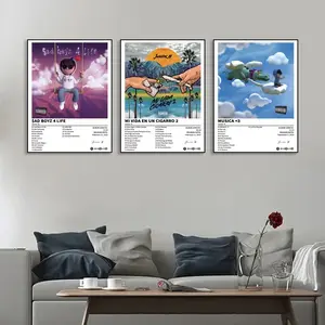 set of Junior H music album cover posters, Sad Boyz 4 Life/Mi Vida En Un Cigarro 2/MUSICA <3 modern song art, aesthetic home decoration, gift, suitable for living room, bedroom, office, kitchen, bar wall, frameless