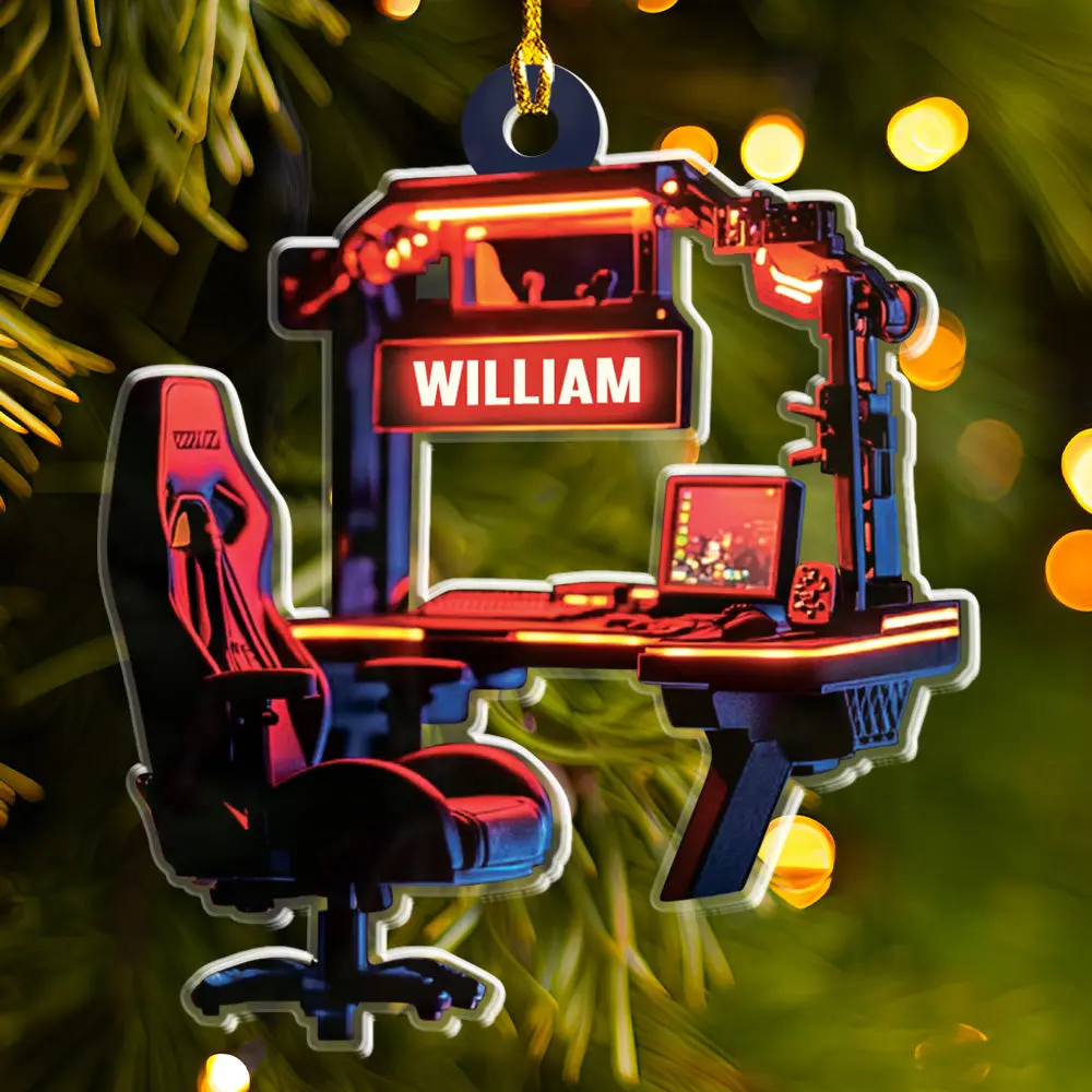 Petthouse | Personalized Gaming Room 2d Acrylic Ornament, Video Game Ornament Christmas, Gift For Game Lovers