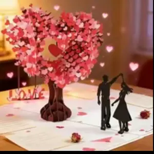 【Free Shipping 】3D Pop Up Anniversary Card, Romantic Love TreeHeart Path Greeting Card - 6x8 Inch HandmadeKeepsake for Couple, Wife, Husband, Her, Him -Ideal Gift for Wedding, Valentine's Day, Birthday,Mother's Day, Family Celebration (Couple LoveTree)