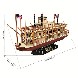 3D Puzzle Mississippi Steamboat For Adults Vessel Ship Models Toys Building