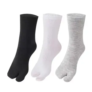 Japanese Men Women Winter Minimalist Plain Tabi Toe Socks Black Gray White Cotton Polyester Split Toe Sandal Socks for Flip Flops UK 2.5-9.5 UK 5-12 UK 35-44