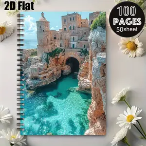 1 Spiral Coil Notebook 5.7x8.26 Inch, Durable Binding, Ideal for Travel Journal, Summer Vacation Memory Keeper, Beach Trip Notes, Camping Adventure Log, Perfect Gift for Travelers on Christmas, Birthday, Holiday [2D] Flat