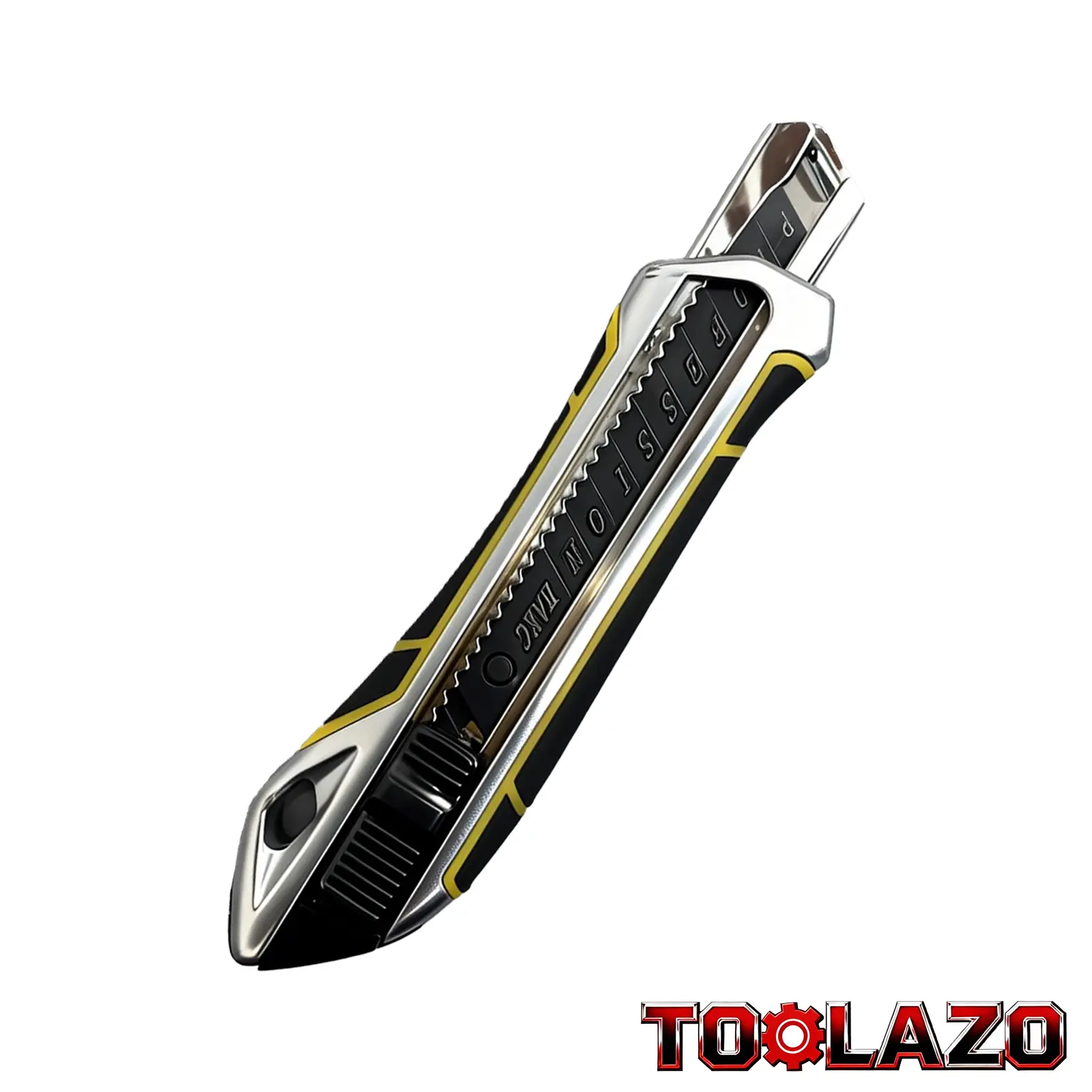 TOOLAZO 18mm Heavy Duty Utility Knife | Zinc Alloy Box Cutter with Safety Lock & Ergonomic Grip | Smooth Retractable Blade, Pocket Clip | Cuts Cardboard, Packaging, Shipping, Warehouse, Office & Home Use | Ideal for Workers, Movers & DIY Users