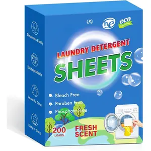 200-loads Eco Laundry Detergent Sheets -  Scent - for /Travel/Apartment/Dorm -  Plastic Free Liquidless Laundry Detergent Strips - 200 Count