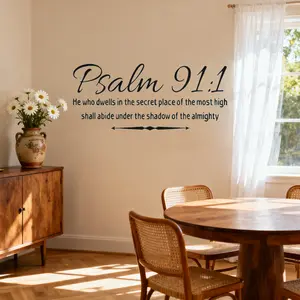 1 Psalm vinyl wall art sticker, For he will command his angels to watch over you, to protect you in all your ways, for home decor, bedroom decor, stick and peel. For Christmas, holiday parties, and mood decor.