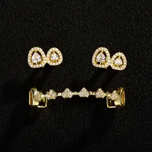 New personality fashion best selling explosive zircon braces TEMU best selling love hollow fangs Halloween personalized jewelry exquisite daily tide matching ornaments.