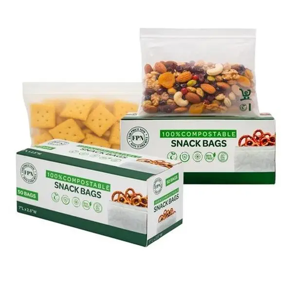 Compostable Snack Bags 200 Count Resealable Food Storage Bags