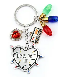 Friendship Keychain, Natural Stone Heart Design, Friends Don't Lie Theme, Unique Accessory, Perfect Gift for Loved Ones