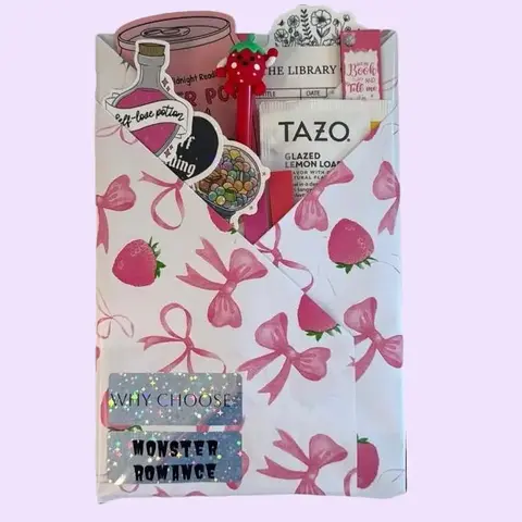 Blind Date With a Book – Dive into Romance, Fantasy, Smut & More! Each surprise book bundle includes curated tea, bookmarks, tabs, stickers, pens, and delightful extras to enhance your reading experience. Perfect for adventurous readers and gift-giving!
