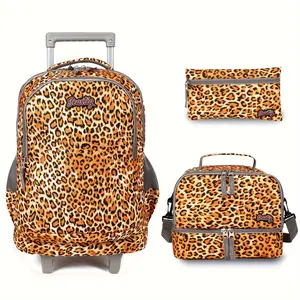 Hot selling styles seastig Rolling Backpack 18inch Wheeled Backpack with Wheels Travel Bag, Leopard print