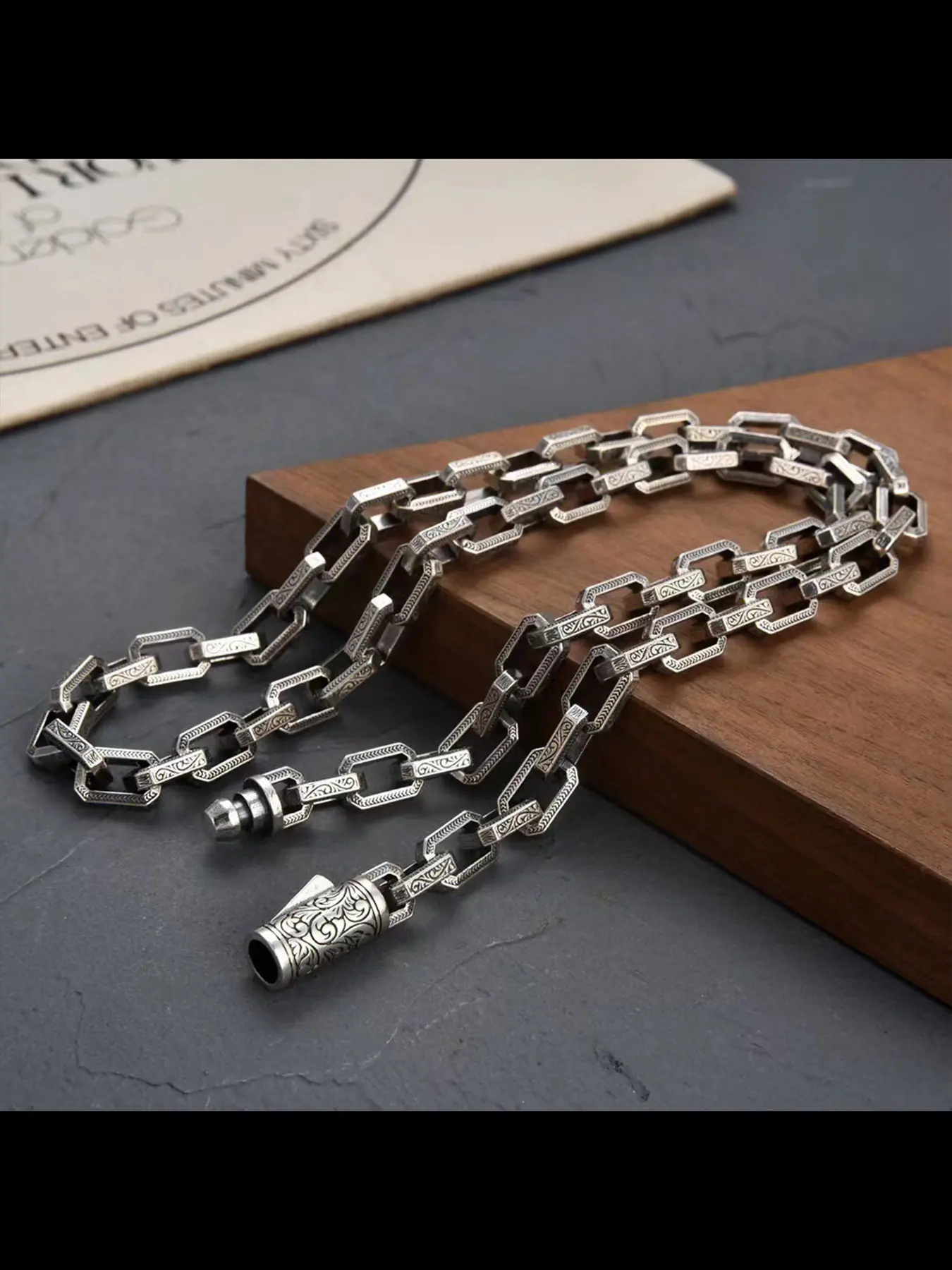 New Solid European Style Tangram Pattern Necklace, Wide Vintage Simple Bold Hip Hop Neck Chain, Fashion Jewelry for Men and Women, Fashion Cool Accessories