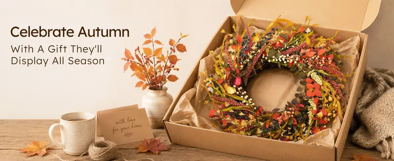 Thanksgiving Fall Wreath with Berries & Leaves, Hook Included, Festive Home Decor for Porch Wall, Room Decor