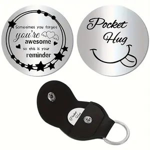 Pocket Hug Keychain, Imitation Leather with Metal Buckle, Motivational Gift for Long-Distance Relationships