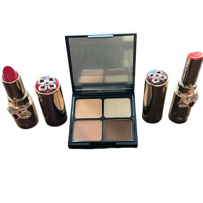 The First Geniture Lipstick & Lip Balm Coral Duo Special Set with Eyeshadow Palette