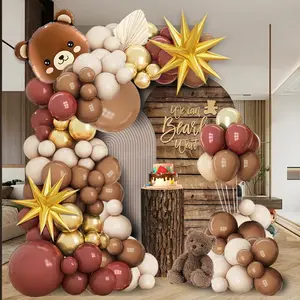 Bear Themed Balloon Arch Kit, Mixed Color Latex Balloons, Perfect for Kids' Birthdays, Baby Showers, Indoor/outdoor Parties