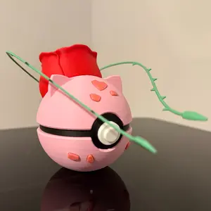 #0002 Rose Bulbasaur Ball - Made to Order, High-Quality PLA, 3D Printed Pokeball Figure Decor Decoration