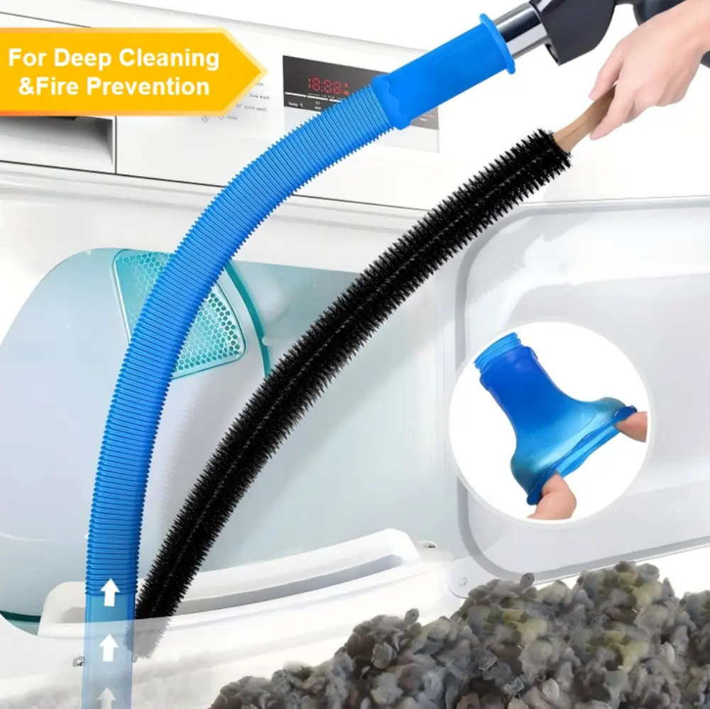 2 Pieces Dryer Vent Cleaner Kit Compatible with All Vacuum Cleaner, Dryer Lint Brush and Vacuum Hose Attachment with Stretch Universal Connector, Quickly Lint Remover，Deep Lint Removal，Improved Airflow，Durable，Easy Home Cleaning Tools Deep Cleaning Machin